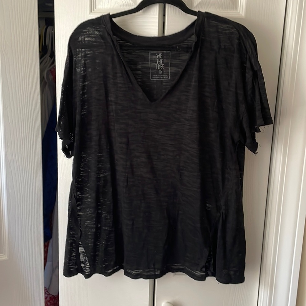 We The Free black semi-see through t-shirt
